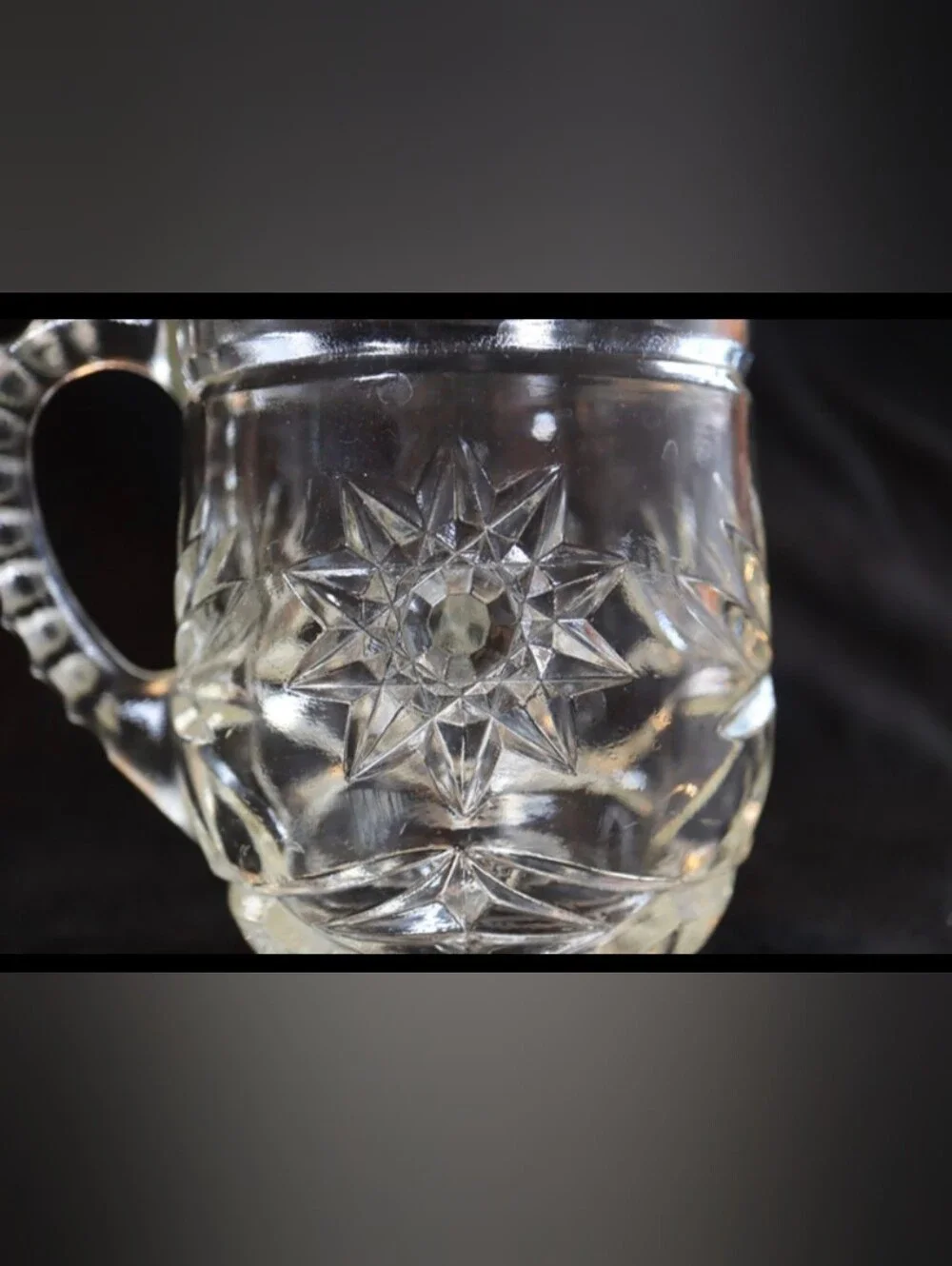 Vintage Anchor Hocking Star of David Prescut Mini Pint Glass Pitcher 16oz.